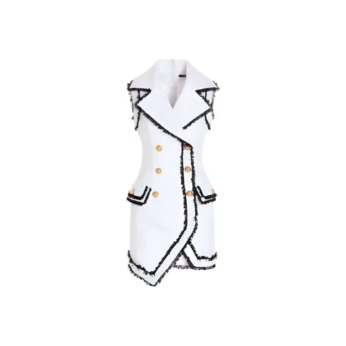 BALMAIN Без рукавов Платье Женское Белое