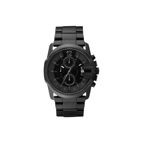 DIESEL Мужские часы Кварцевый механизм Ремешок из нержавеющей стали 49 мм Черный циферблат