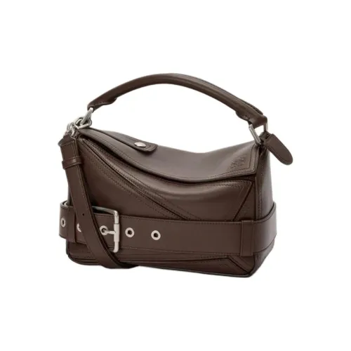 LOEWE Пазл Яркий Телячья кожа Сумка через плечо Сумка Маленькая Женская Коричневая