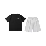 Black (Черный топ + Цветочные серые шорты)