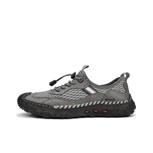 Wen Nai Мужские повседневные туфли Low Top Серые Мужские