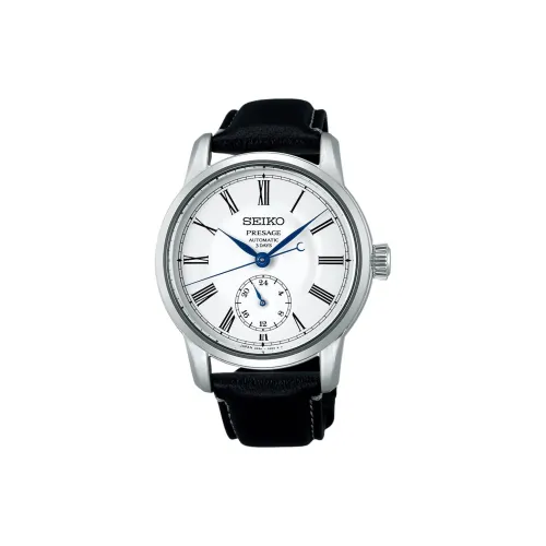 SEIKO PRESAGE Craft Collection Автоматический Механический Механизм Коровья Кожа Ремешок Часы 40,2 мм Мужские Часы Белый Циферблат