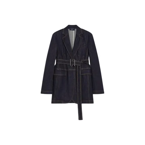 Спортивная куртка из денима женская темно-синяя