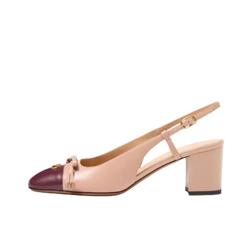 Valentino Garavani Valet DU Roi Грубый каблук Высокие каблуки 6 см Женские Коричневый розовый