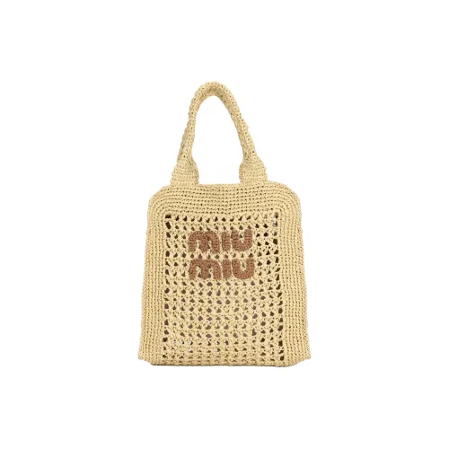 MIU MIU Рафия Сумка через плечо Сумка Женская Бежевая и Коричневая