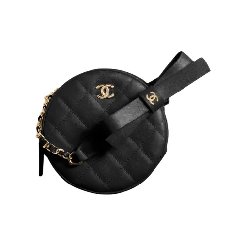 CHANEL 21K Winter Кожа Круглая Сумка Сумка через плечо Женская Черная