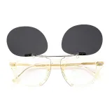 Прозрачная рамка с серыми накладными линзами, с откидной крышкой, съемная