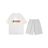 White (Белый топ + Цветочные серые шорты)