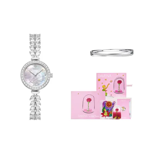 DAVENA Кварцевый Movement Женские Shining Adventure Collection Часы 32 мм Жемчужная раковина Цвет