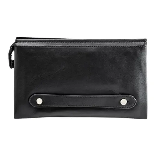 VIHUS Клатч из крупнозернистой текстуры коровьей кожи мужской черный