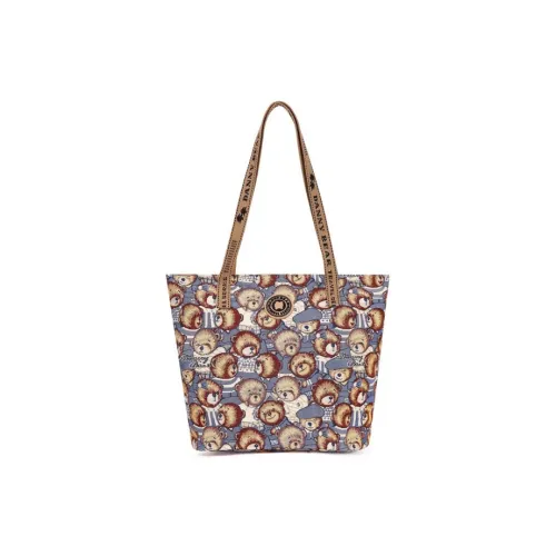 DANNYBEARJEANS Ткань Тоут Сумка Сумка для покупок Сумка на плечо Женская Винтажная Медведь Синий