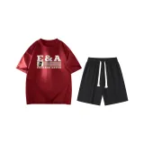 Бордовый (Бордовый топ + черные шорты)