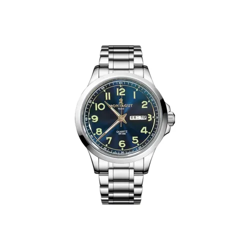 Montagut Кварцевый механизм ремешок из нержавеющей стали унисекс синий циферблат