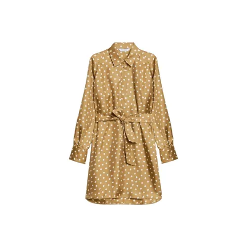 MaxMara Длинное платье с длинными рукавами женское золотое