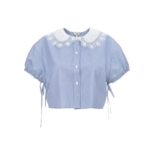 AIVEI Синие полосы Цветочный Женские Рубашки