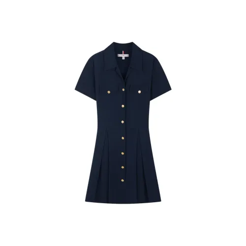 Tommy Hilfiger Темно-синий C1G Женские Короткие Платья с Рукавами