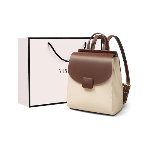 VINEY Рюкзак из коровьей кожи стандартный женский белый и кофейный