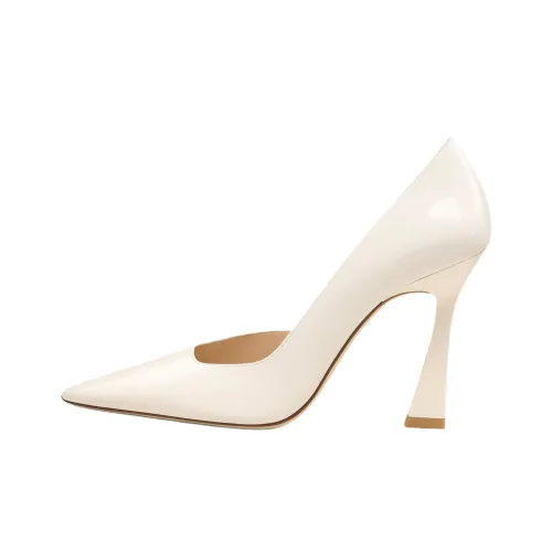 Stuart Weitzman SW Vinnie D'Orsay Насос Нестандартный каблук Высокие каблуки 10 см Женские Кремовый