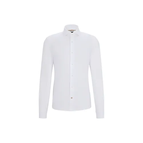 Hugo Boss Повседневная Рубашка с Длинными Рукавами из Хлопкового Джерси для Мужчин Белая