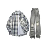 Set (Gray Checkered Top + Dark Gray Pants)  
Комплект (Серый Клетчатый Топ + Темно-Серые Штаны)