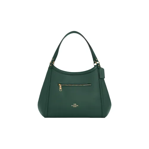 COACH Kristy Pebble Кожа Сумка через плечо Большая Женская Темно-зеленая