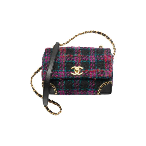 CHANEL 22K Осенний и Зимний Шерсть Саржа Мягкий Шерстяной Телячья кожа Металлическая деталь