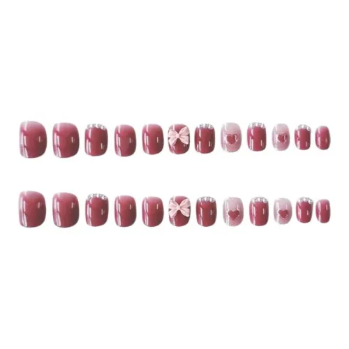 XNTX Бант Сердце False Nail Короткий LADDER Розовые оттенки Smudge