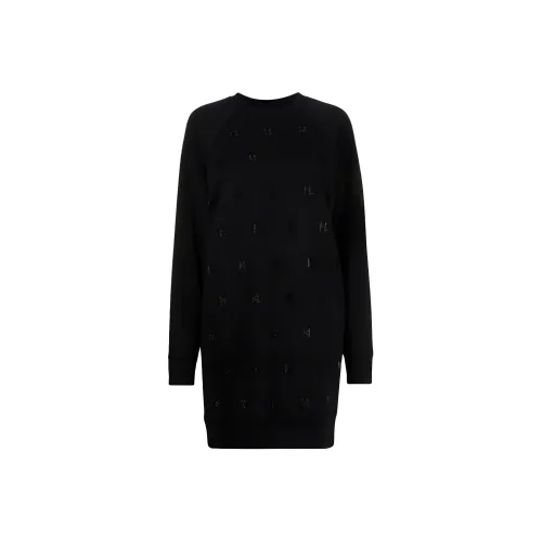 KARL LAGERFELD Длинное платье с длинными рукавами женское черное