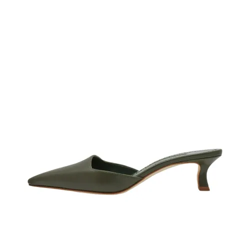 MANOLO BLAHNIK Домашние тапочки 5 см Женские Темно-зеленый