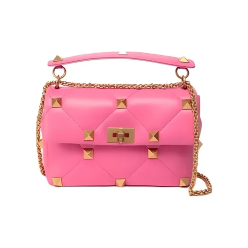 Valentino Roman Stud Кожа Портативный Crossbody Сумка через плечо Обычная Женская Розовая