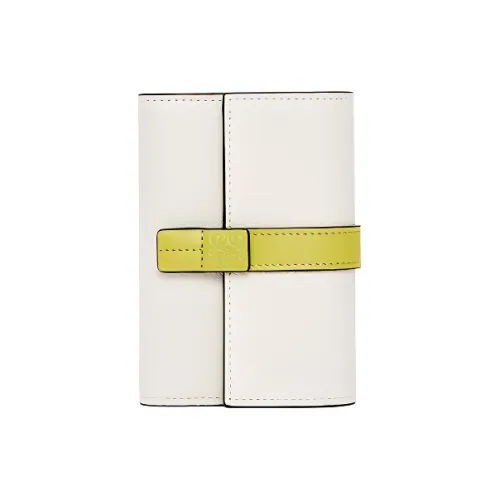 LOEWE Коровья кожа крупнозернистая Кошелек Маленький Женский Мягкий Белый Лимонно-желтый