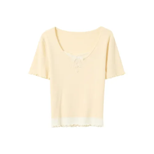 3COLOUR Кремово-желтый Женские Трикотажные