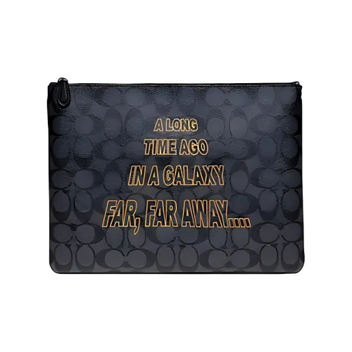 COACH Звездные Войны Коллаборация Сумочка для украшений Монограмма Покрытый холст с Гладкий Телячья кожа Клатч Мужской Черный