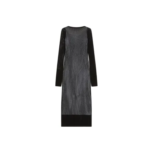 Спортивный Ma Длинное Платье с Длинными Рукавами Женское Черное