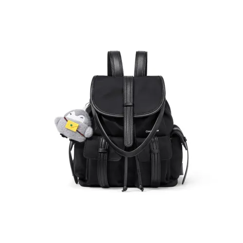 CinvaiKrose Ткань Короткий Trip Рюкзак Дорожная Сумка Большая Женская Экрю Черный