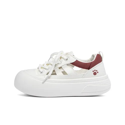 RENBEN Slip-resistant Abrasion-resistant Low-top Skateboard Shoes Women's Beige Burgundy RENBEN Противоскользящие Износостойкие Низкие Кроссовки для скейтбординга Женские Бежевый Бордовый