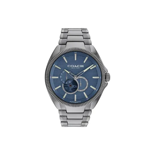 COACH Мужские часы Автоматический механический механизм ремешок из нержавеющей стали 45 мм синий циферблат