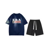 Темно-синий (Темно-синий топ + черные шорты)