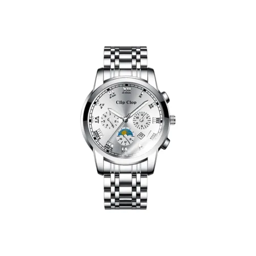 Clip Clop Кварцевый механизм стальной ремешок мужские часы черный циферблат