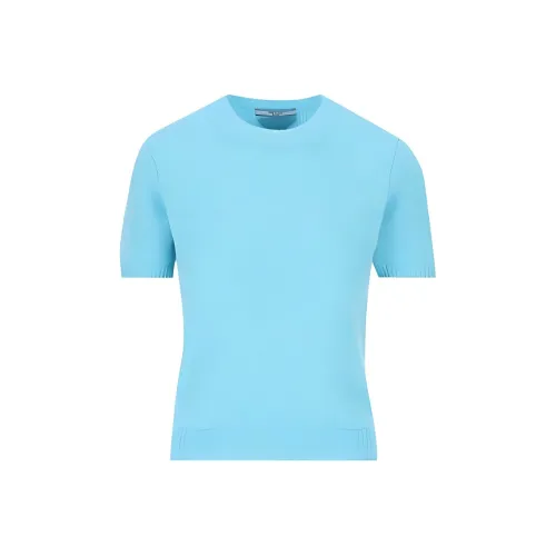 PRADA SS24 Кашемир Свитер Женский Светло-Синий