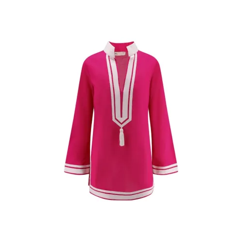 TORY BURCH Длинное платье с длинными рукавами женское розовое