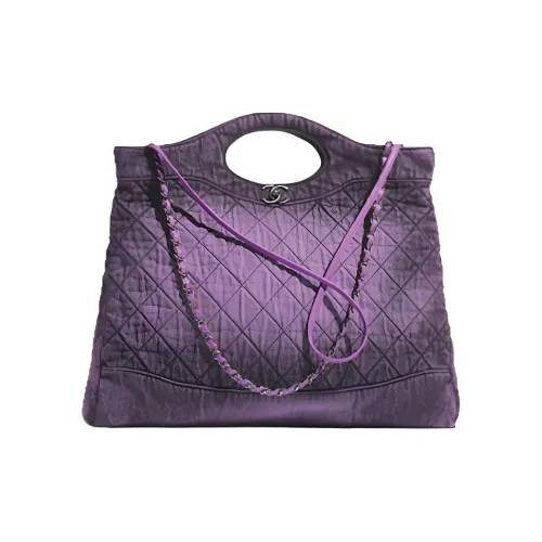 CHANEL Деним Тоут Сумка Сумка для покупок Большая Женская Фиолетовая