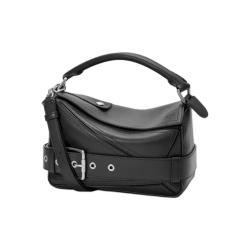 LOEWE Пазл Яркий Телячья кожа Сумка через плечо Сумка Маленькая Женская Черная