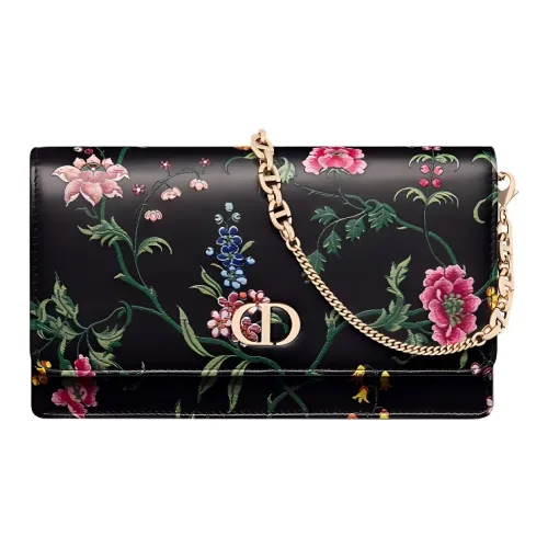 DIOR Caro Коровья кожа Одно плечо Через плечо Клатч Женский Черный