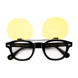 Черная резинка с желтыми накладными линзами, с откидной крышкой, съемная