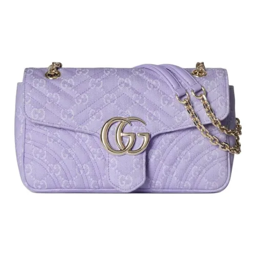 GUCCI GG Marmont Denim Crossbody Bag Shoulder Bag Medium Women's Light Purple White GUCCI GG Marmont Деним Сумка через плечо Сумка на плечо Средняя Женская Светло-фиолетовая и Белая
