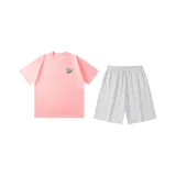 Pink (Розовый топ + Цветочные белые и серые шорты)