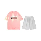 Pink (Розовый топ + Цветочные белые и серые шорты)