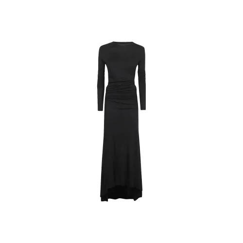 RICK OWENS Черное Женское Длинное Платье с Рукавами