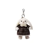 Платье в клетку, улыбка, кролик, брелок